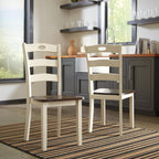 Signature Design by Ashley Woodanville 18" Cottage Ladderback Dining Chair, 2 Count, Cream & Brown