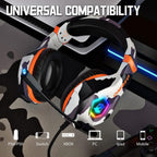 Ozeino Gaming Headset for PC, Ps4, Ps5, Xbox Headset with 7.1 Surround Sound, Gaming Headphones with Noise Cancelling Mic RGB Light Over Ear Headphones for Xbox Series X/S, Switch-Camo