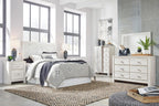 Signature Design by Ashley Paxberry Boho 5 Drawer Dressing Chest with Slider Door & 3 Adjustable Shelves, Whitewash