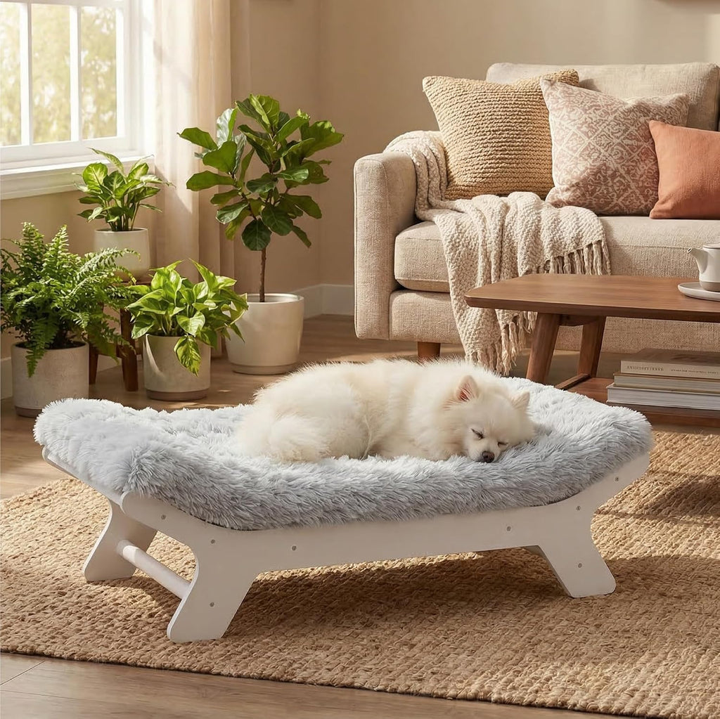 Muihood Elevated Wooden Dog Bed with Foam Mattress, Walnut, X-Large | Raised Dog Bed with Washable Cover, Supportive Foam Mattress, Perfect for X-Large Dogs and Indoor Living