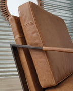Signature Design by Ashley Garronmont Mid-Century Modern Leather Accent Chair with Metal Frame, Light Brown & Metallic