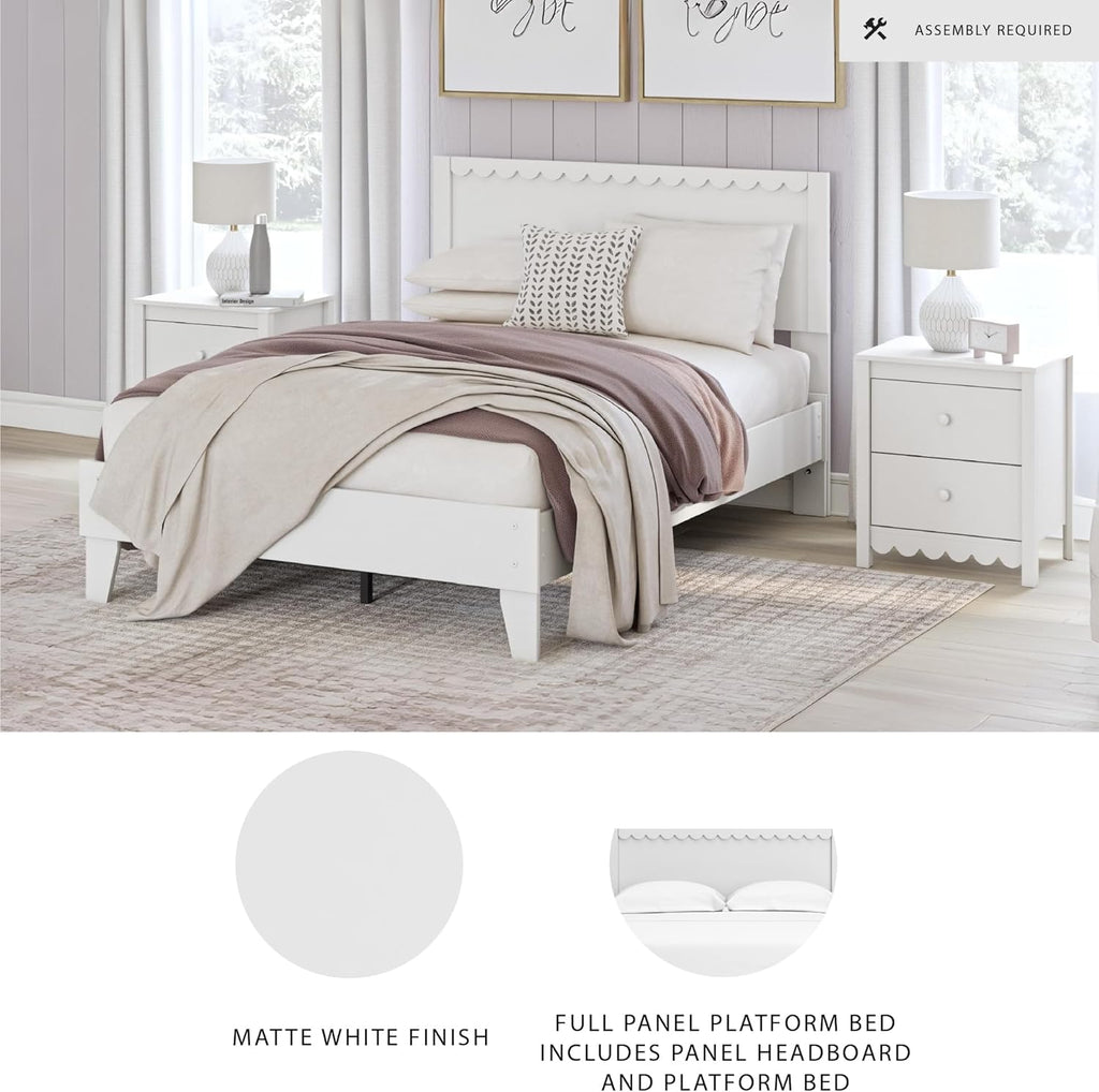 Signature Design by Ashley Hallityn Casual Full Panel Platform Bed, Foundation or Box Spring Not Needed, White