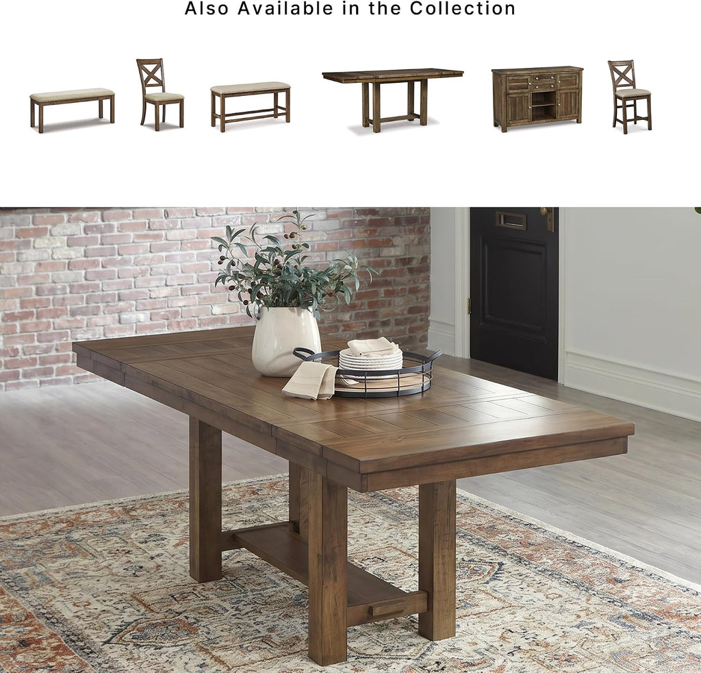 Signature Design by Ashley Moriville Rectangular Dining Extension Table, 2 Extension Leaves, Seats 8, 36" W x 86" D x 30.13" H, Wood & Acacia Veneer, Brown
