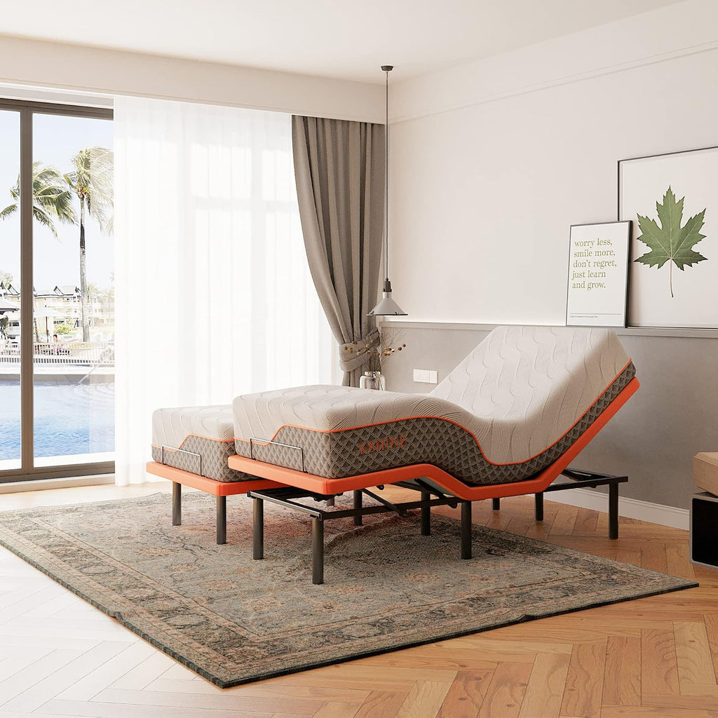 Split King Adjustable Bed Frame with Mattress - 14” Luxury Hybrid Mattress, Smart APP Contorl, Massage, Zero Gravity, Anti-Snore, 5 Minutes Installation, Head and Foot Incline, Medium Soft, Split King