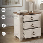 Signature Design by Ashley Willowton Farmhouse 2 Drawer Nightstand with USB Charging Ports, 25.67" Tall, Whitewash