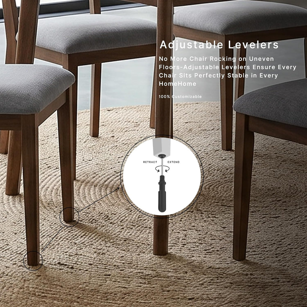 Signature Design by Ashley Allstream Mid-Century Modern Dining Table and Chairs Set with Cushioned Seat, Set of 5, Brown & Gray