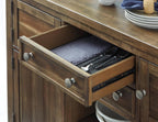 Signature Design by Ashley Moriville Dining Server, Rustic Sideboard Buffet Cabinet, 56" W, Grayish Brown, Storage for Kitchen & Dining Room