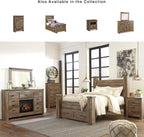 Signature Design by Ashley Trinell Rustic 5 Drawer Chest of Drawers with Nailhead Trim, Warm Brown