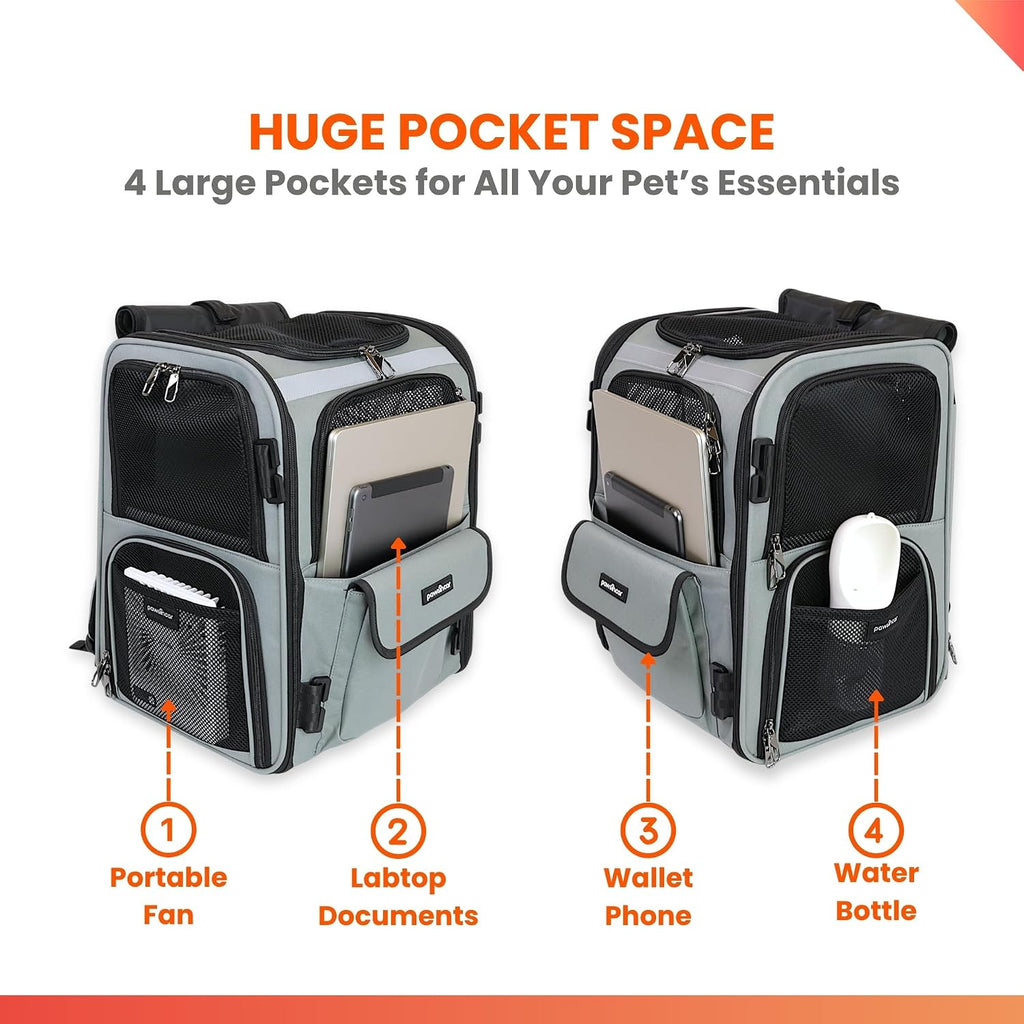 Crash-Tested Expandable Cat Backpack Carrier & Small Dog Car Seat | CPS Certified for Crash Protection & Safe Pet Travel.
