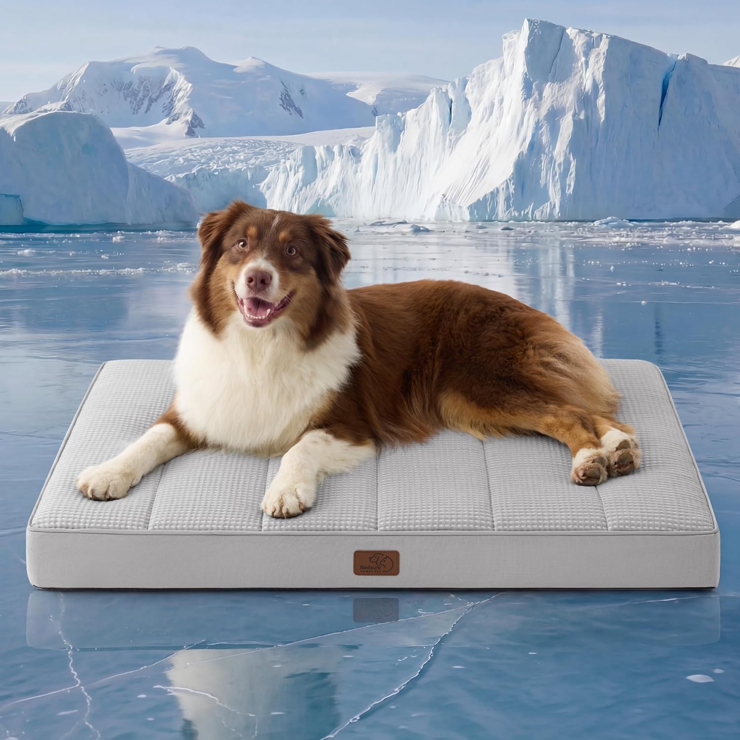 Bedsure Cooling Dog Bed for Crate, Large Breathable Pet Summer Bed, 35 Inch | Orthopedic Egg Crate Foam, Cold Summer Pad Mat, Non-Slip Bottom, Comfy Removable Washable Cover, For Pets Up to 50 lbs