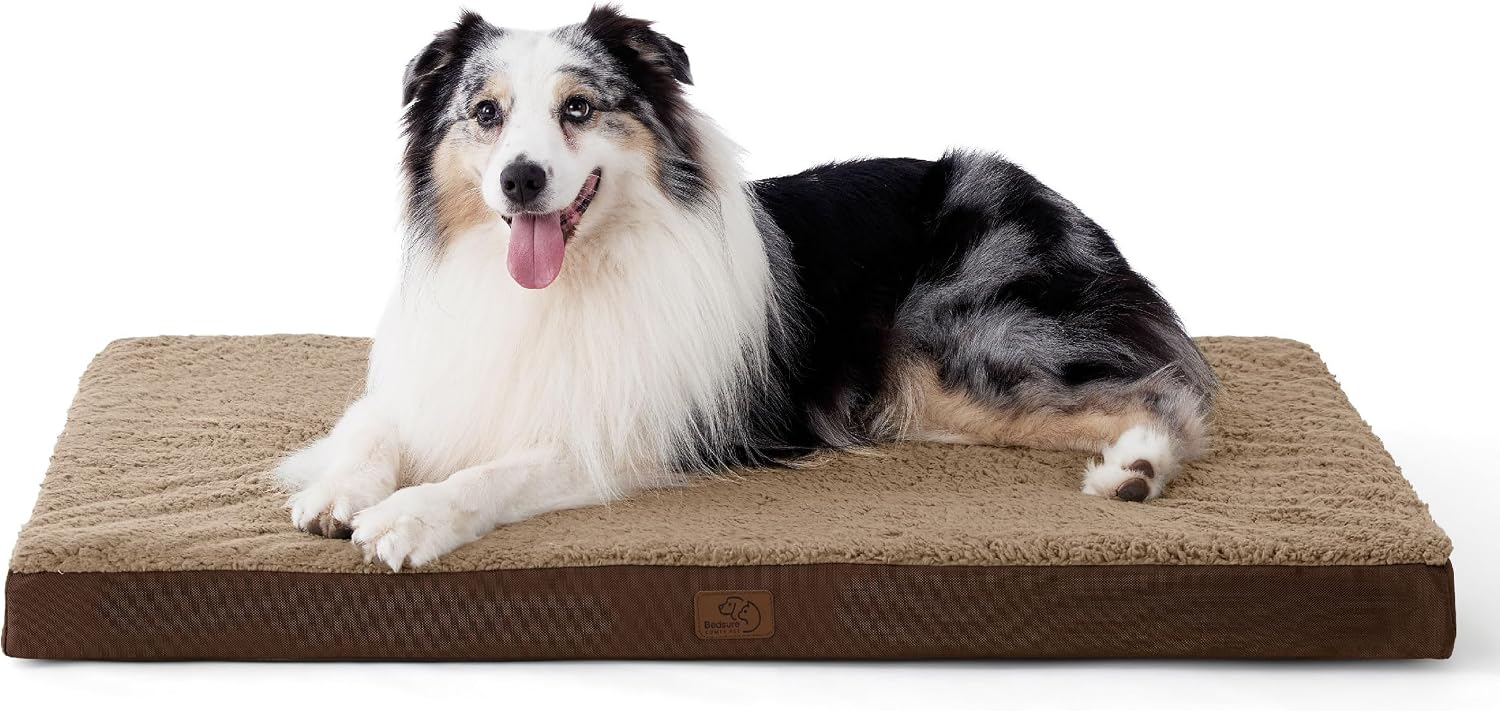 Bedsure Cooling Dog Bed for Crate, Large Breathable Pet Summer Bed, 35 Inch | Orthopedic Egg Crate Foam, Cold Summer Pad Mat, Non-Slip Bottom, Comfy Removable Washable Cover, For Pets Up to 50 lbs