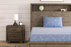 Signature Design by Ashley Full Size iKidz 7 Inch Firm Gel Memory Foam Mattress with Stretch Knit Cover & Pillow Included, Blue Ocean, Fiberglass-Free, Mattress in A Box
