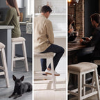 Signature Design by Ashley Skempton Modern 24" Counter Height Upholstered Barstool, 2 Count, Grayish White