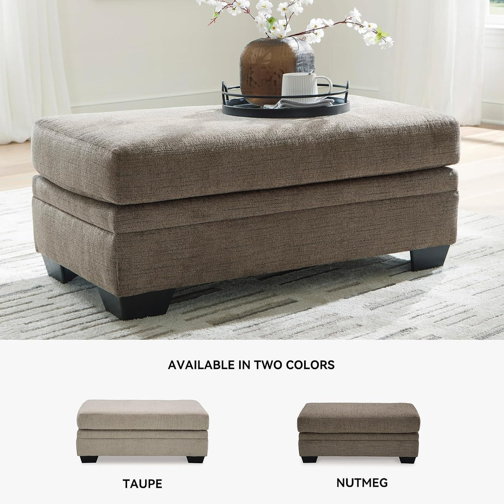 Signature Design by Ashley Stonemeade Upholstered Ottoman, Oversized Contemporary Footrest, 100% Polyester Chenille, Ideal for Living Room Seating, Nutmeg Brown, 44" W