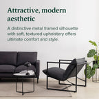 Zinus Aidan Sling Accent Chair, Metal Framed Armchair with Shredded Foam Cushioning, Dark Grey