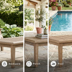 Signature Design by Ashley Gerianne Outdoor Coffee Table, Eucalyptus Wood With 5‑Step Protective Finish & Slatted Top for Rain Shedding, Durable for Outside Patio Use, Brown