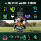 Luxury Smart Watch with Bluetooth Calls, Heart Rate/SpO2/Blood Pressure/Sleep Monitor, 1.19-inch AMOLED Display, 107 Sports Fitness Tracker, Round Business Watch Compatible Android and iOS, 44mm Black