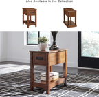 Signature Design by Ashley Breegin End Table With Drawer and Shelf, Mission-Style, Veneers and Wood Construction for Living Rooms and Bedrooms, 13' x 22'