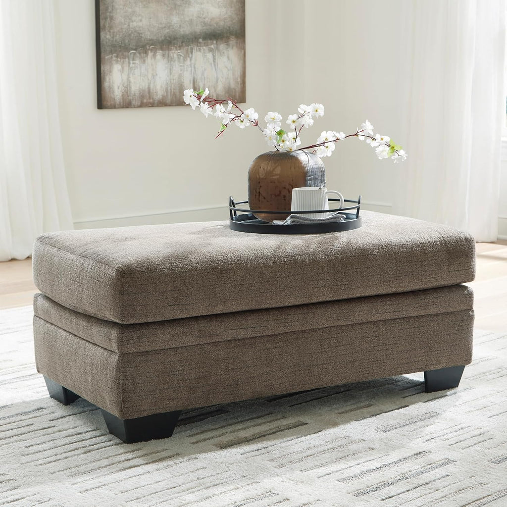 Signature Design by Ashley Stonemeade Upholstered Ottoman, Oversized Contemporary Footrest, 100% Polyester Chenille, Ideal for Living Room Seating, Nutmeg Brown, 44" W