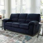 Signature Design by Ashley SimpleJoy Sofa, 83" Navy Blue Contemporary 3-Seater Couch, Soft Polyester Corduroy Fabric with Anti-Sag Platform Foundation, Living Room Furniture