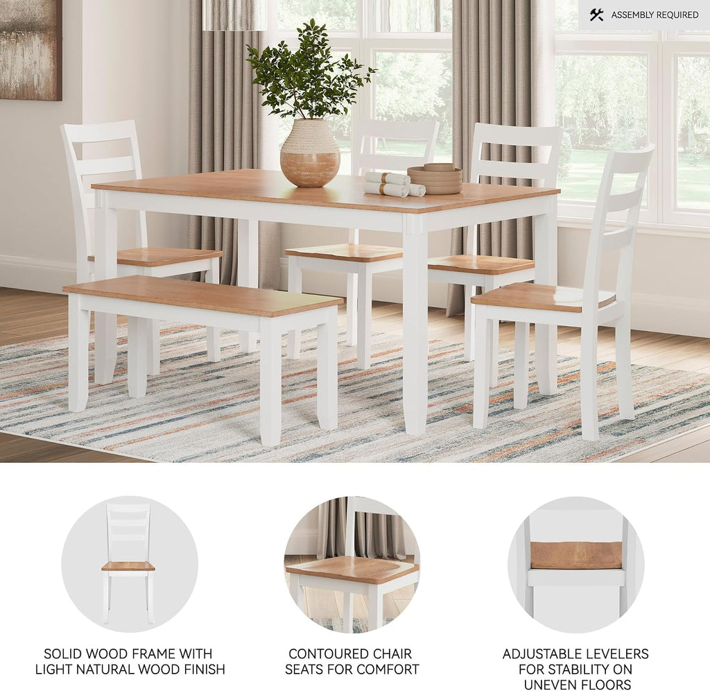 Signature Design by Ashley Gesthaven Solid Wood Frame Dining Chair, Set of 2, White/Natural