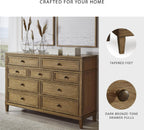 Signature Design by Ashley Sharlance Transitional 9-Drawer Dresser with Felt-Lined Top Drawers, Warm Brown