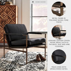 Signature Design by Ashley Puckman Leather Accent Chair, Modern Metal Frame Lounge Seating for Living Rooms, Black, 29" W