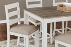 Signature Design by Ashley Skempton 7-Piece Counter Height Dining Table Set for 6, Solid Wood Frames and Acacia Veneer, Cushioned Bar Stools, White and Light Brown