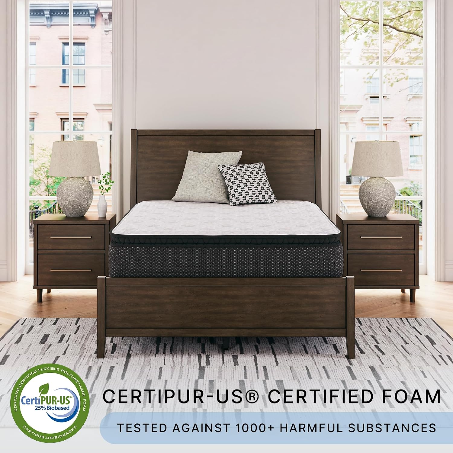 Signature Design by Ashley California King Pillow Top 13 ' Pillow Top Hybrid Mattress with Gel Memory Foam and Edge Support for Cool Sleep and Pressure Relief, Fiberglass-Free