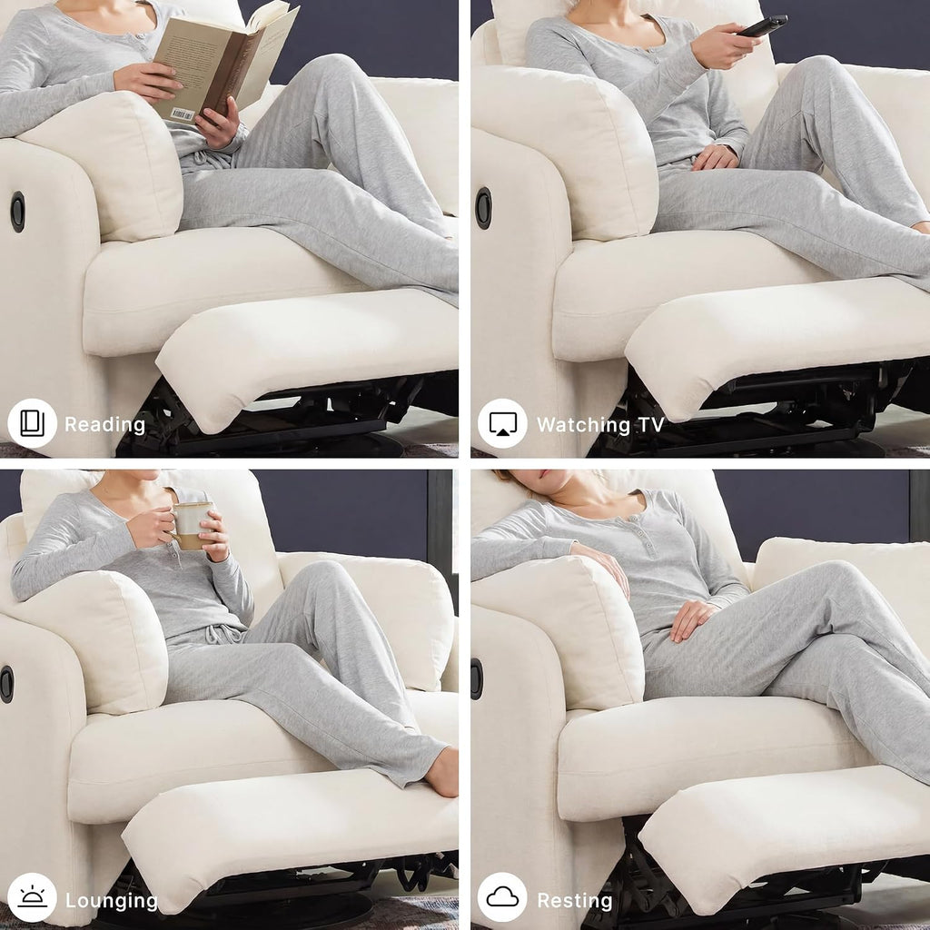 Signature Design by Ashley Modmax Swivel Glider Nursery Recliner, Stain-Resistant Next-Gen Nuvella Performance Fabric Rocking Chair for Living Room, Oyster Beige, 42" W