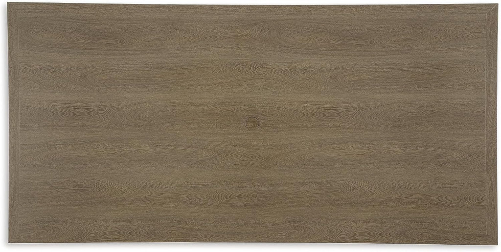 Signature Design by Ashley Serene Bay Outdoor Dining Table, Rust-Resistant Aluminum with Wood-Look Finish, 84-Inch Rectangular Patio Table with Umbrella Hole, Dark Brown
