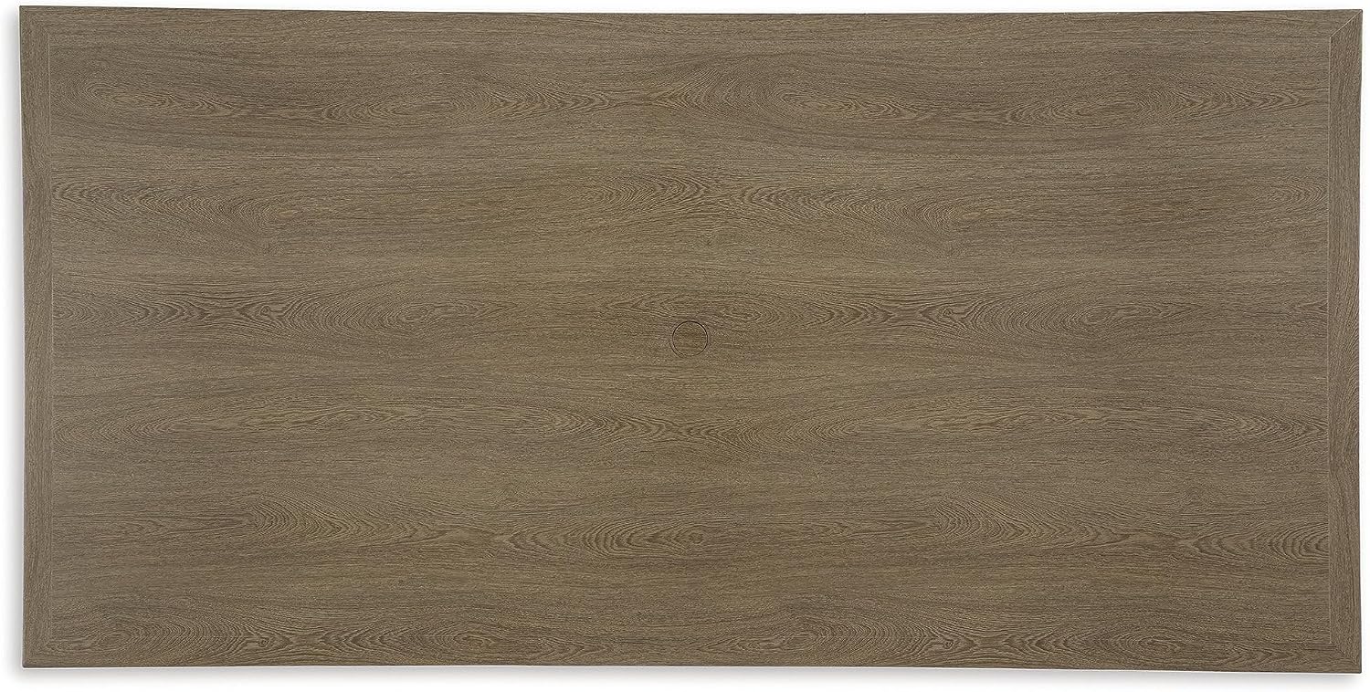 Signature Design by Ashley Serene Bay Outdoor Dining Table, Rust-Resistant Aluminum with Wood-Look Finish, 84-Inch Rectangular Patio Table with Umbrella Hole, Dark Brown