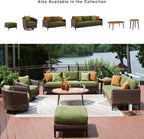 Ashley Horizon Hall Outdoor Loveseat with Cushion, UV-Resistant Nuvella Fabric, Resin Wicker & Aluminum Frame, Ideal for Deck or Lanai Furniture, Brown/Green
