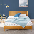 Zinus Allen Mid Century Wood Platform Bed Frame, Solid Wood Foundation, Wood Slat Support, No Box Spring Needed, Easy Assembly, Queen