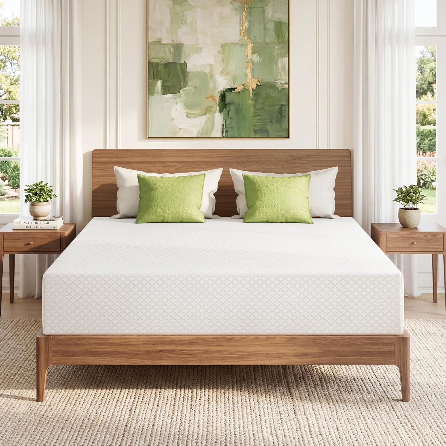 EGOHOME Full Size Memory Foam Mattress, 8 Inch Bed Mattress in A Box with Cooling Green Tea Gel, Pressure Relief with Medium Firm Support, CertiPUR-US Certified, 75''L x 54''W, ‎37.3 pounds White