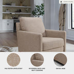 Signature Design by Ashley Freybourne Next-Gen Nuvella Casual Stain Resistant Swivel Accent Chair with Reversible Cushions, Light Brown
