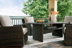 Signature Design by Ashley Brook Ranch Casual Outdoor Multi-use Table with 1 Fixed Shelf, Dark Brown & Gray