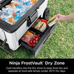 Ninja FrostVault | 65qt Wheeled Cooler with Cold Dry Zone | Integrated Fridge-Temp Dry Storage Drawer | Premium Heavy-Duty Insulated Cooler | Keeps Ice Cold for Days | Spanish Moss | FB265GN1