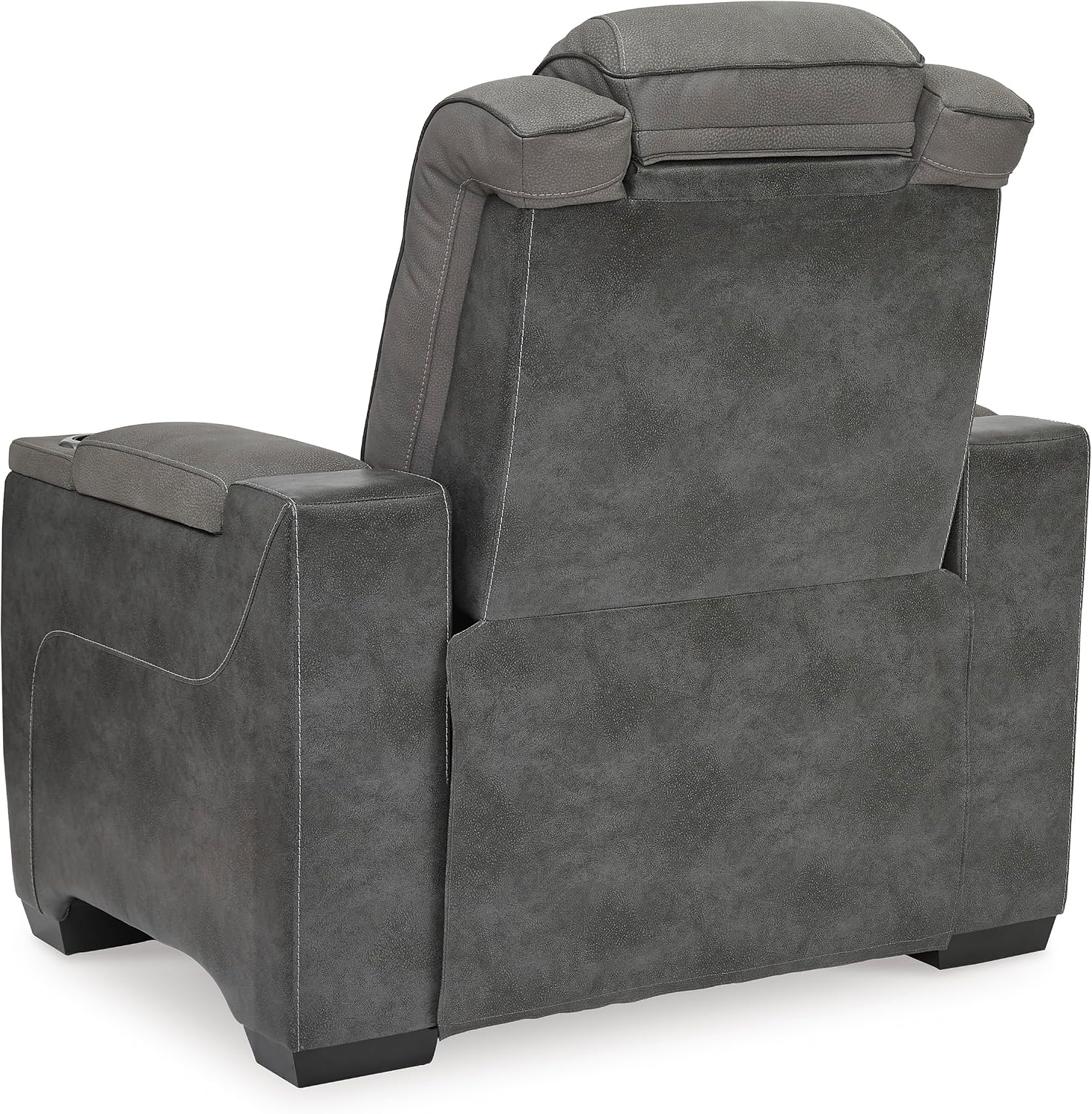 Signature Design by Ashley Next-Gen DuraPella Power Recliner with Adjustable Headrest, Storage Armrests, Wireless & USB Charging, Faux Leather, 2-Tone Gray