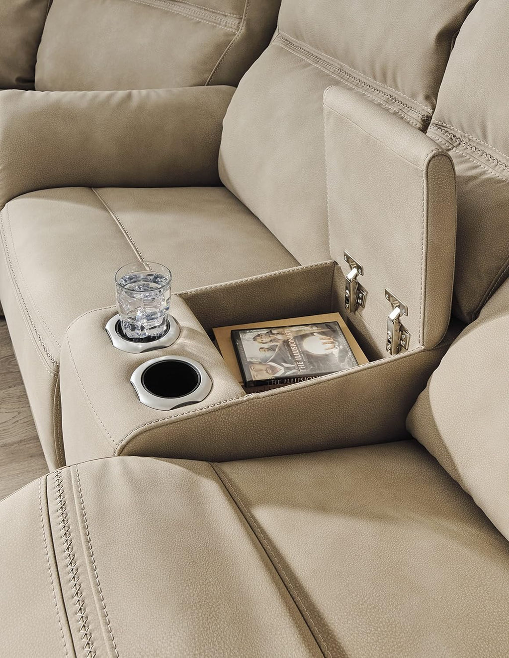 Signature Design by Ashley Power Reclining Loveseat with Console, Next-Gen Durapella, Zero Gravity Mechanism, Easy to Clean Water Resistant Performance Fabric, Sand