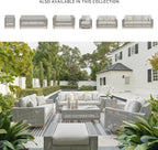 Signature Design by Ashley Aluminum Frame Outdoor Ottoman with Cushion, Seton Creek, High-Performance Nuvella Fabric, Seating for Patio Lounge Areas, Light Gray & Light Brown