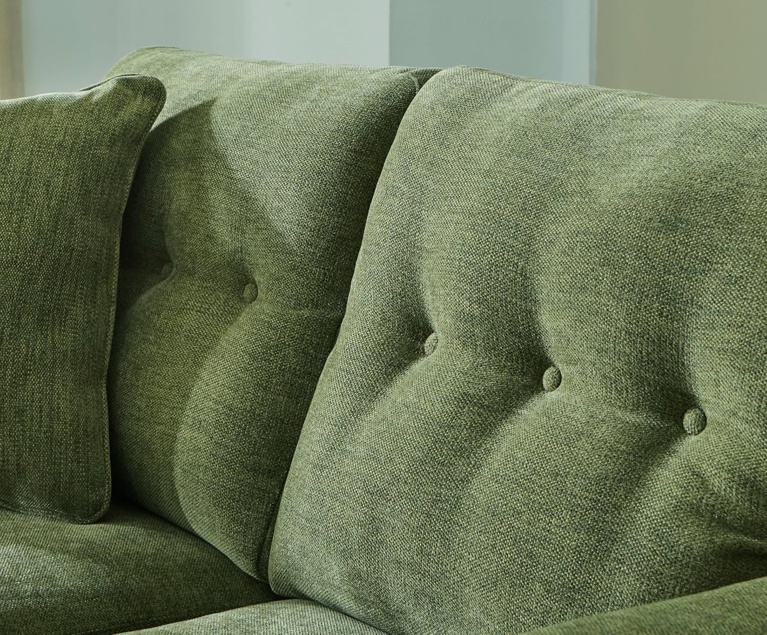 Signature Design by Ashley Bixler Sofa, No Assembly Required, Olive Green Chenille Upholstered 3-Seater Couch, Anti-Sag Platform Foundation, Button-Tufted Back, Living Room Furniture, 79 Inches