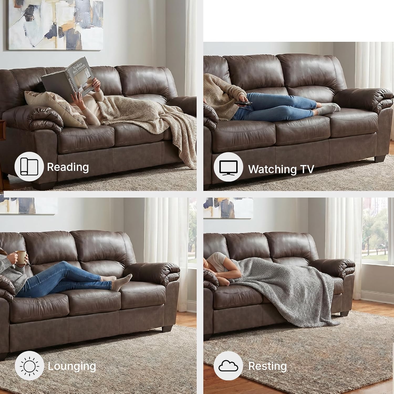Signature Design by Ashley WalkerPoint Contemporary Sofa with Removable Cushion, Dark Brown