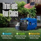 Westinghouse 12000 Peak Watt Tri-Fuel Portable Inverter Generator, Remote Start, Transfer Switch Ready, Gas/Propane/Natural Gas Powered, Low THD, Safe for Electronics, Parallel Capable, CO Sensor