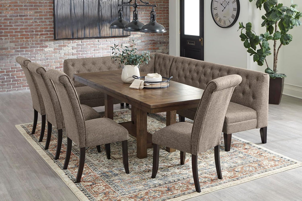 Signature Design by Ashley Moriville Rectangular Dining Extension Table, 2 Extension Leaves, Seats 8, 36" W x 86" D x 30.13" H, Wood & Acacia Veneer, Brown
