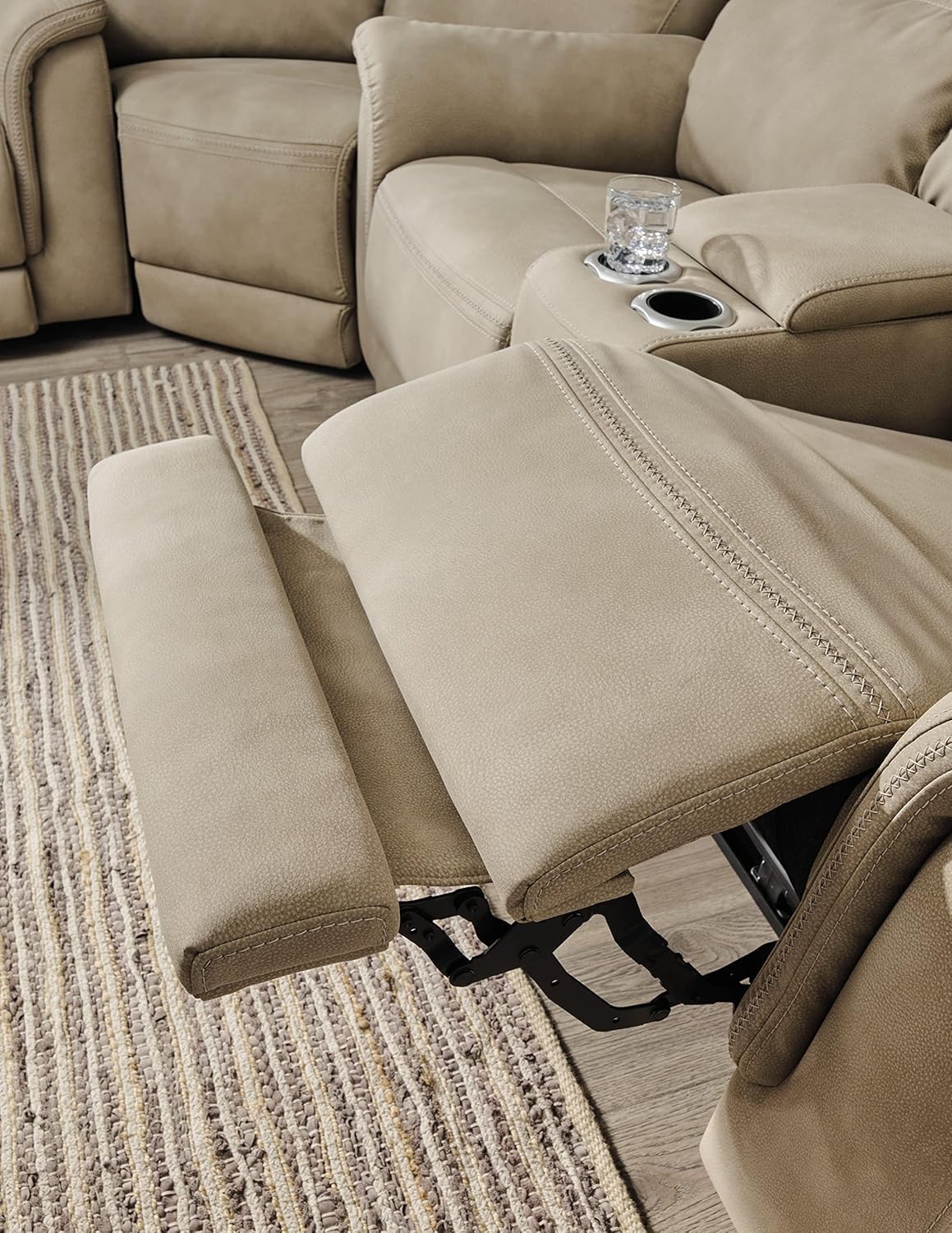 Signature Design by Ashley Power Reclining Loveseat with Console, Next-Gen Durapella, Zero Gravity Mechanism, Easy to Clean Water Resistant Performance Fabric, Sand
