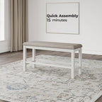 Signature Design by Ashley Robbinsdale 49" Counter Height Dining Bench, Antique White