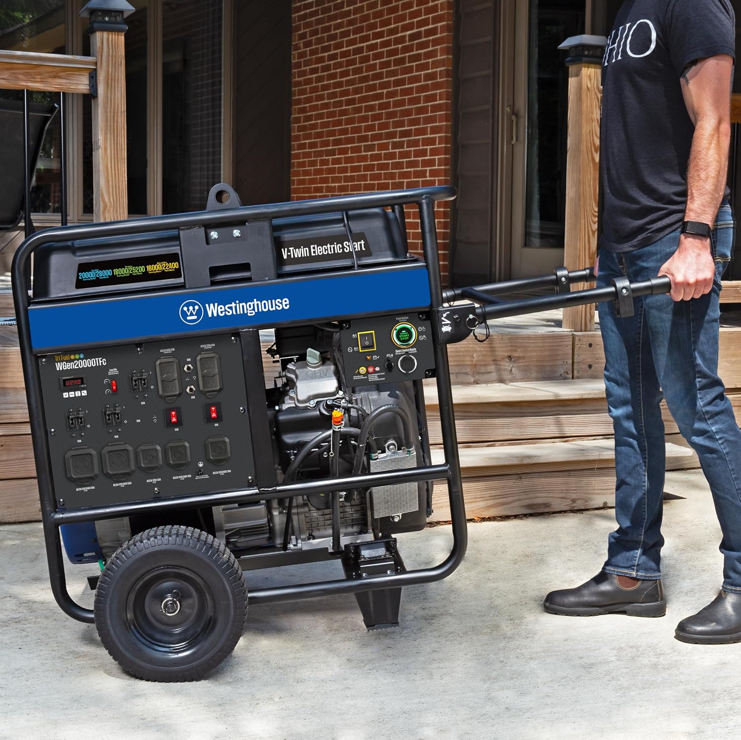 Westinghouse 28000 Peak Watt Tri-Fuel Home Backup Portable Generator, Remote Electric Start, Transfer Switch Ready, Gas, Propane, and Natural Gas Powered