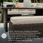 Signature Design by Ashley Brook Ranch Outdoor Sectional, 3-Piece Patio Furniture Set with Rust-Free Aluminum Frame, L Shaped Resin Wicker Couch and Bench for Backyard Entertaining, Beige & Brown