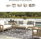 Signature Design by Ashley Gerianne Outdoor Coffee Table, Eucalyptus Wood With 5‑Step Protective Finish & Slatted Top for Rain Shedding, Durable for Outside Patio Use, Brown